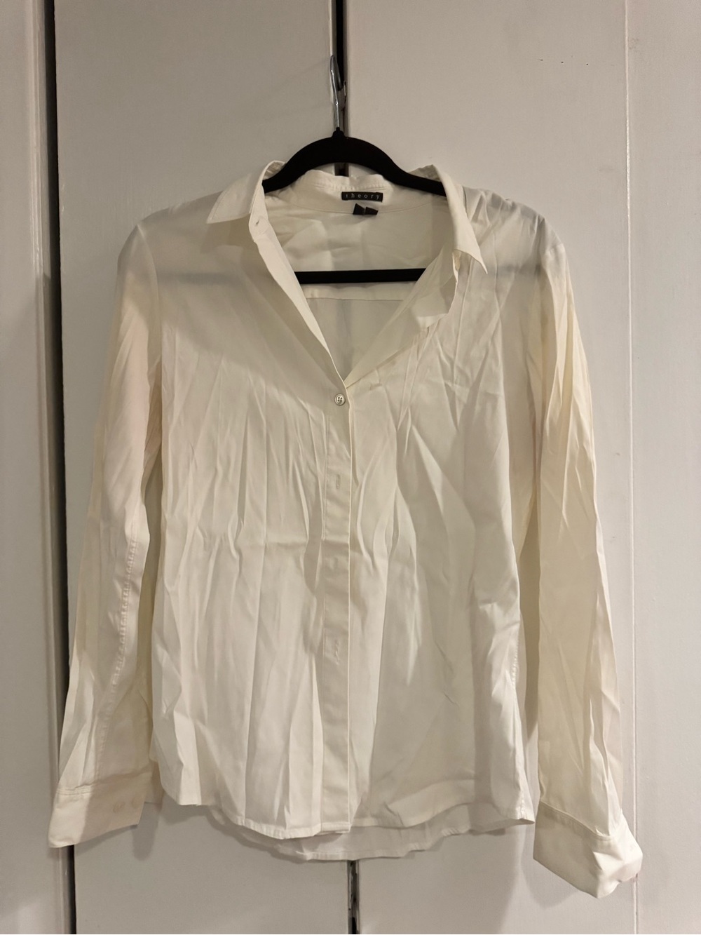 Theory Classic Women's White Button-Front Blouse